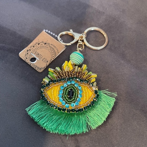 Wild Flower Accessories - Rhinestone And Beaded Evil Eye Frig Key Chain